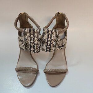 Cole Haan Snakeskin Look Leather Braided Strap Sandals Size 5 1/2B